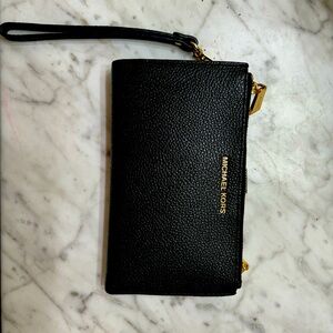 Michael kors black pebbled leather wallet/wristlet!